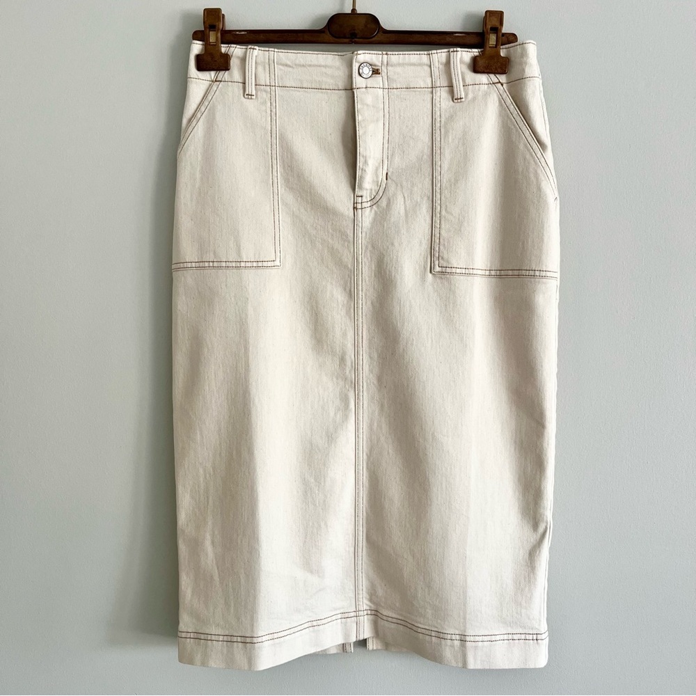 Talbots Cream High-Rise Denim Skirt - Picture 2 of 9